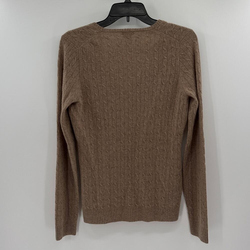 J. Crew Women's 100% Cashmere Cable Knit V-neck Sweater - Tan - Medium - Picture 5 of 5